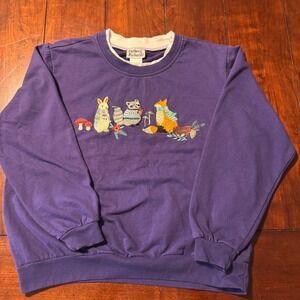 Vintage Anthony‎ Richards Womens XL Purple Crewneck Embroidered Sweatshirt